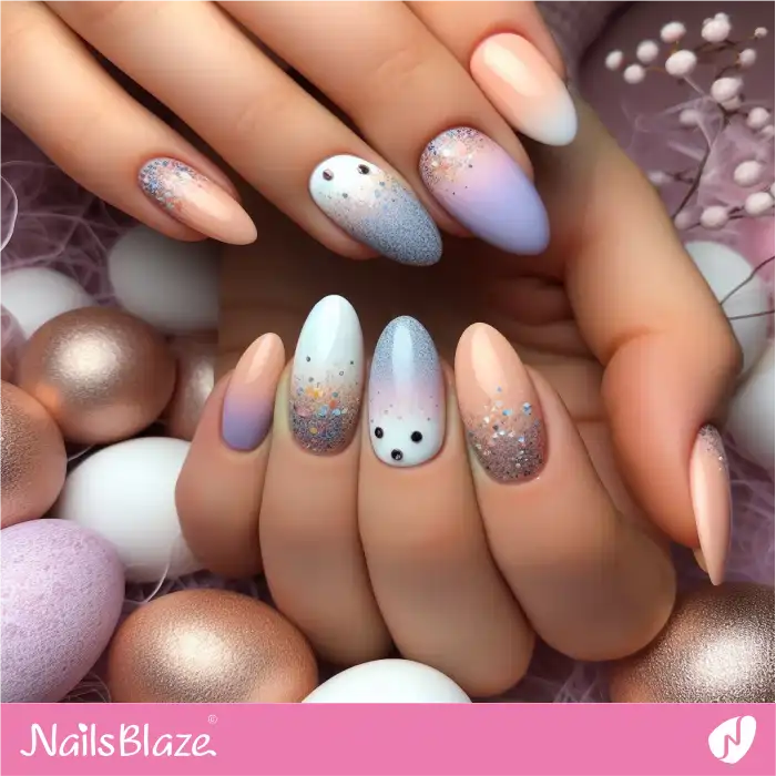 Embellished Ombre Nails with Speckled Egg Pattern for Easter | Easter Nails - NB3537